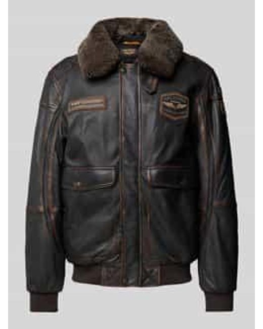 PME LEGEND Regular Fit Pilotenjack Van Leer in het Black voor heren