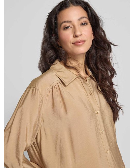 Opus Regular Fit Blouse Met Doorknoopsluiting in het Natural