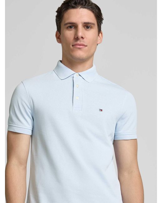 Tommy Hilfiger Slim Fit Poloshirt Met Logostitching in het Blue voor heren