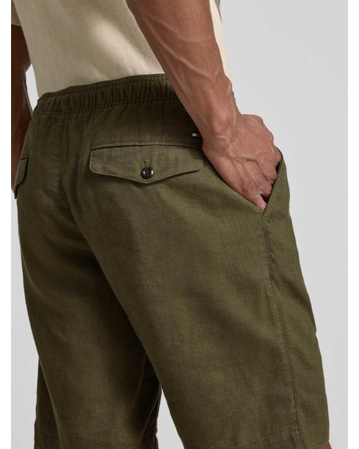 Tommy Hilfiger Korte Relaxed Fit Broek Van Linnenmix in het Green voor heren