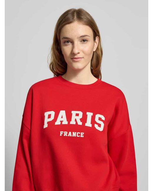 ONLY Red Oversized Sweatshirt aus Baumwoll-Mix Modell 'SWEAT LIFE'