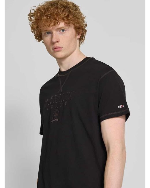 Tommy Hilfiger Regular Fit T-Shirt Aus Reiner Baumwolle Mit Label Stitching in Black für Herren