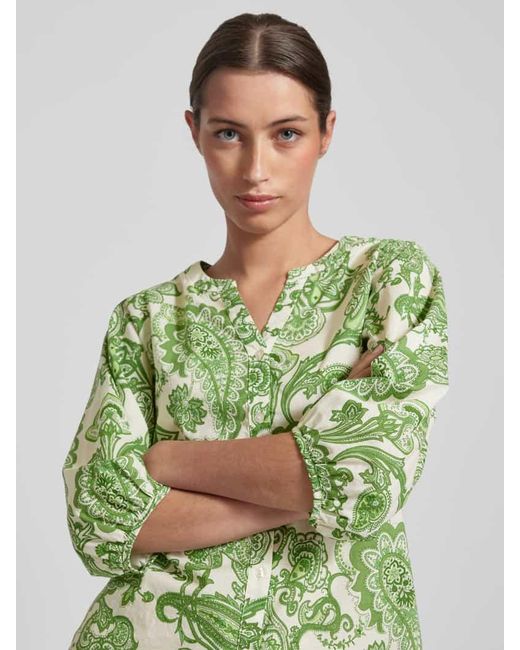 Soya Concept Green Bluse mit Paisley-Muster und 3/4-Arm