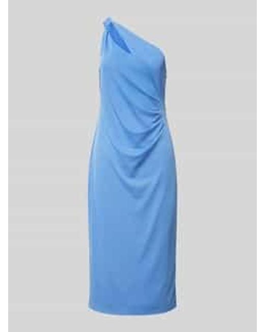 Ralph Lauren Knielange Cocktailjurk Met Knoopdetail, Model 'Zianzan' in het Blue