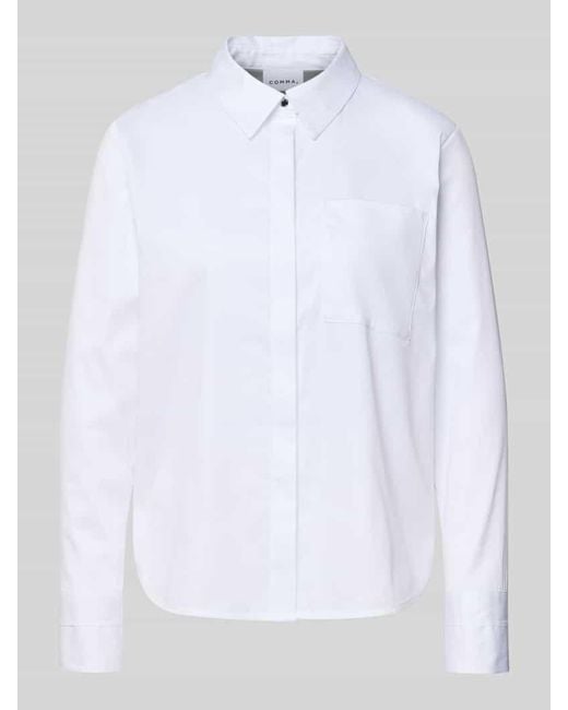 Comma, White Regular Fit Hemdbluse mit Brusttasche