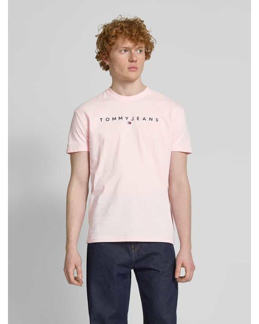 Tommy Hilfiger Regular Fit T-Shirt Aus Reiner Baumwolle Mit Label Stitching in Pink für Herren