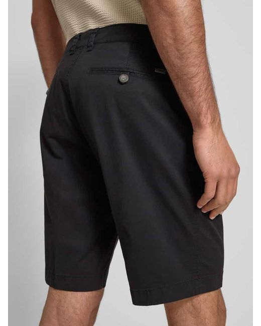 Bugatti Regular Fit Chino-Shorts mit Gürtelschlaufen Modell 'Flat' in Black für Herren