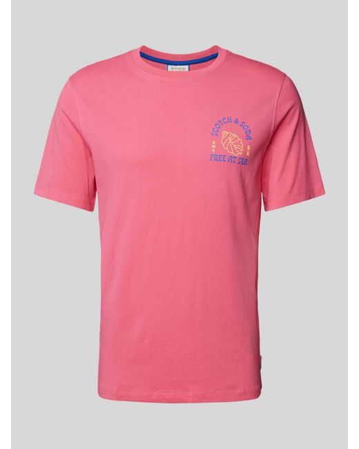 Scotch & Soda T-shirt Met Labelprint in het Pink voor heren