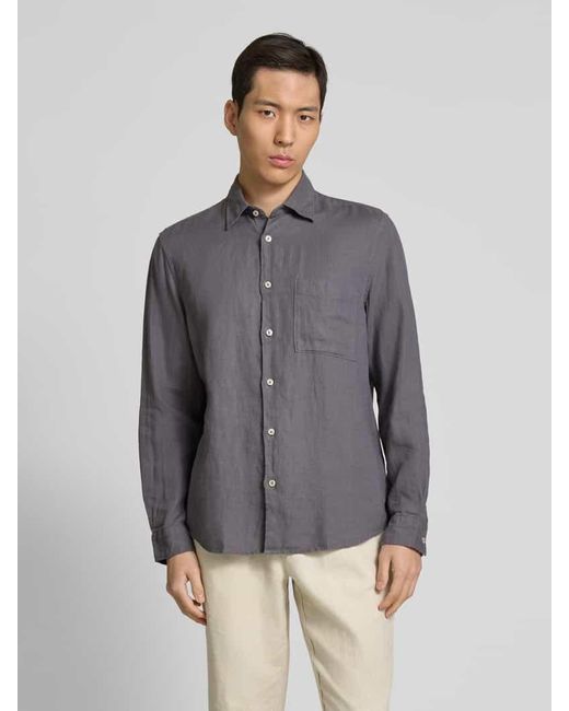 Marc O' Polo Regular Fit Leinenhemd Mit Aufgesetzter Brusttasche in Gray für Herren