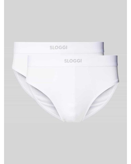 Sloggi Slip mit elastischem Label-Bund Modell 'EVER' in White für Herren