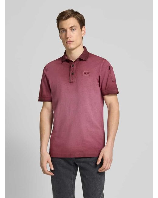 PME LEGEND Slim Fit Poloshirt mit Label-Stitching in Pink für Herren