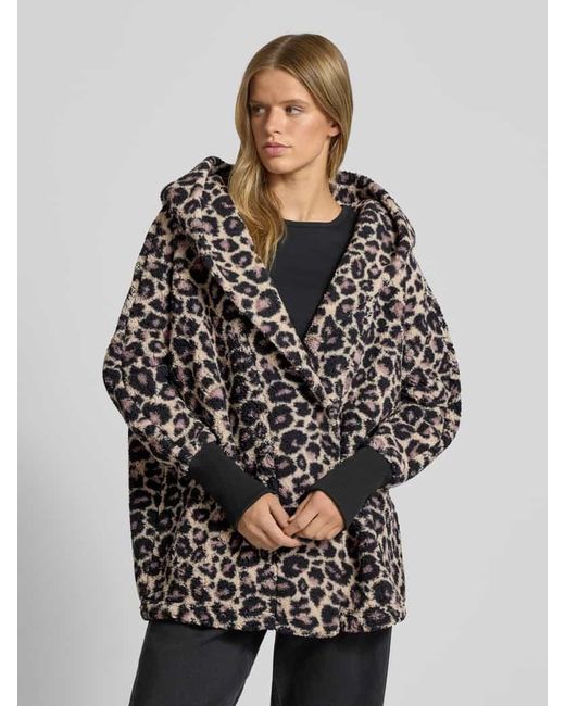 Noisy May Black Regular Fit Mantel aus Kunstfell Modell 'Cuddle'