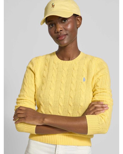 Polo Ralph Lauren Gebreide Pullover Van Een Mix Van Wol En Kasjmier, Model 'Julianna' in het Yellow
