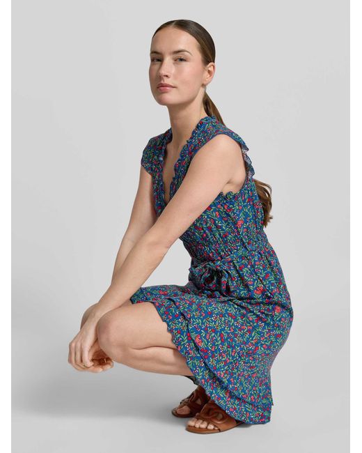 Apricot Mini-Jurk Van Viscose Met Strikceintuur in het Blue