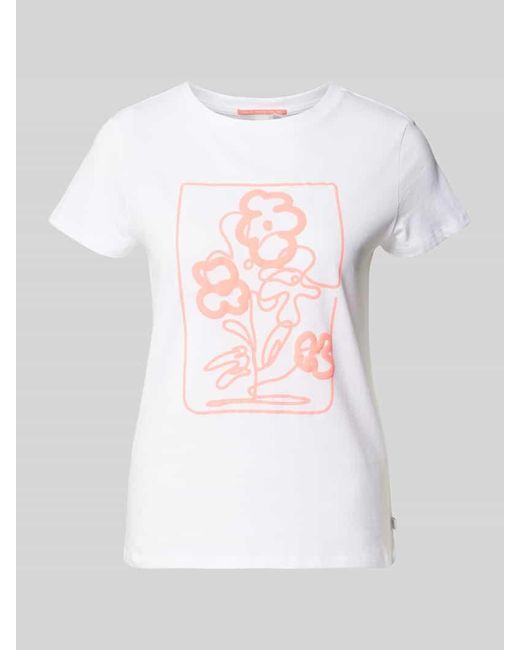 QS White T-Shirt mit Motiv-Print Modell 'Paint'