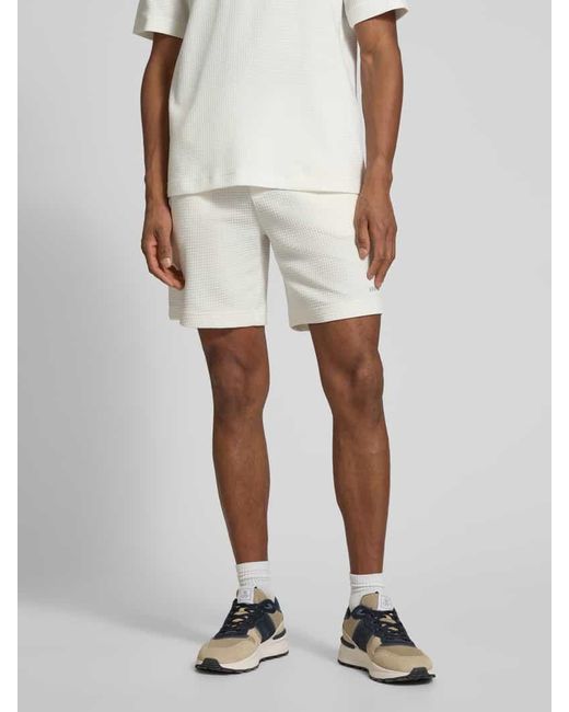 HUGO Regular Fit Sweatshorts mit Strukturmuster Modell 'Austin' in Natural für Herren