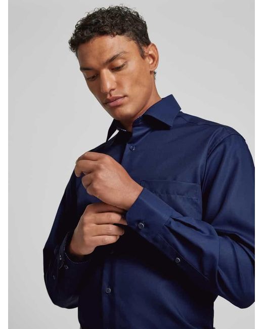 Eterna Comfort Fit Business-Hemd mit Brusttasche in Blue für Herren