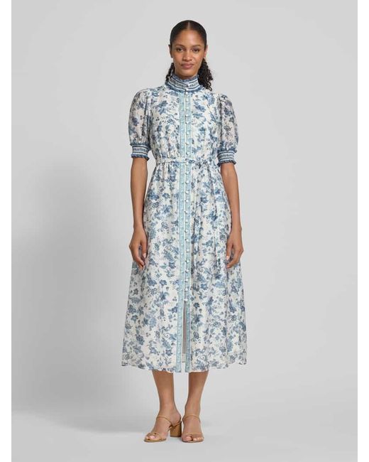 Forever New Blue Tailliertes Abendkleid aus Lyocell-Mix mit Leinen-Anteil Modell 'Rochelle'