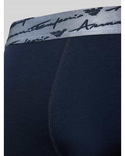 Emporio Armani Trunks mit elastischem Label-Bund im 2er-Pack in Blue für Herren
