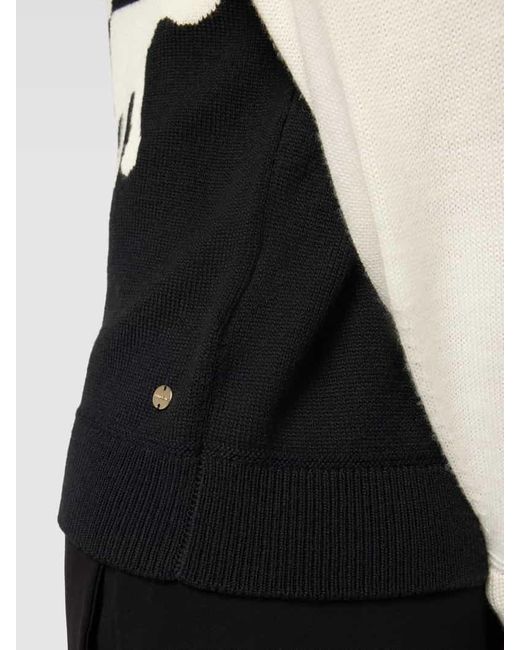 Marc Cain Black Strickpullover in Two-Tone-Machart
