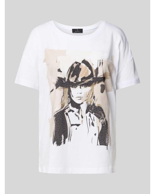 Monari T-shirt Met Motiefprint in het White