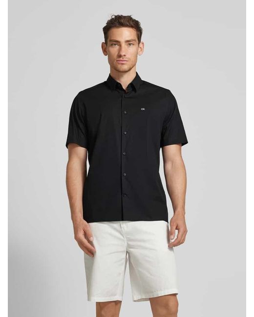 Calvin Klein Regular Fit Freizeithemd mit 1/2-Arm in Black für Herren