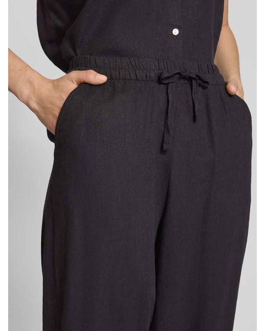 Ichi Black Stoffhose aus Leinen-Viskose-Mix mit elastischem Bund