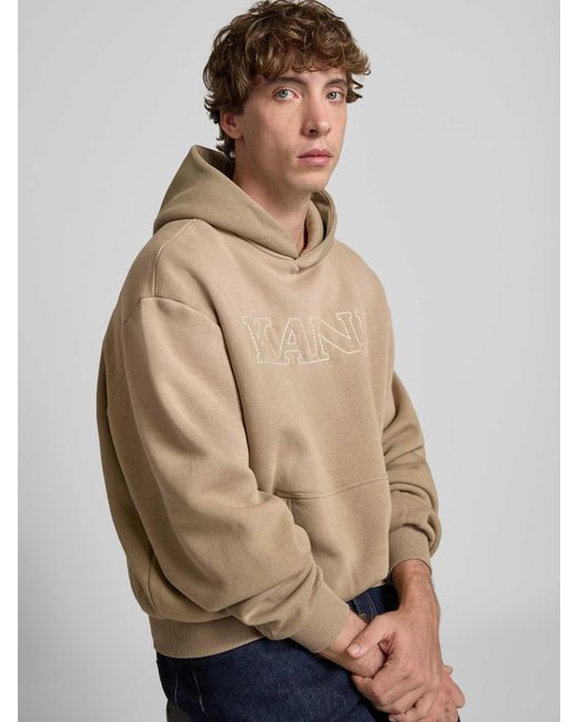 Karlkani Regular Fit Hoodie Met Logostitching, Model 'Retro' in het Natural voor heren