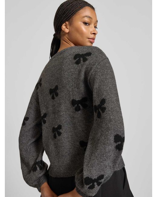 ONLY Regular Fit Gebreide Pullover Met All-Over Motief, Model 'Bora' in het Gray