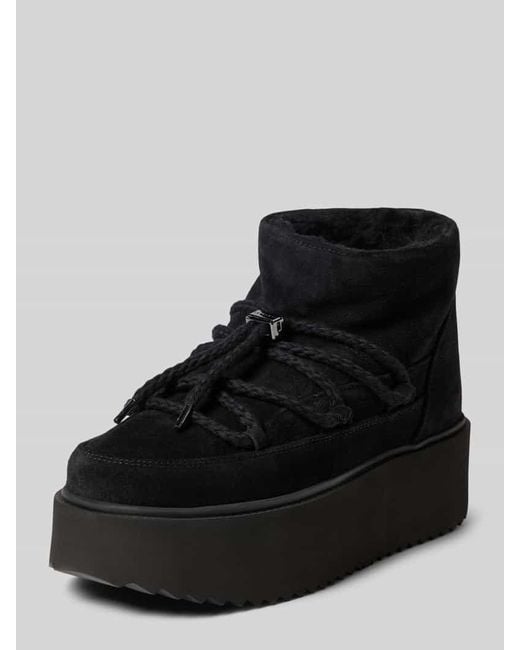 Inuikii Black Snow Boots aus Leder mit Plateausohle