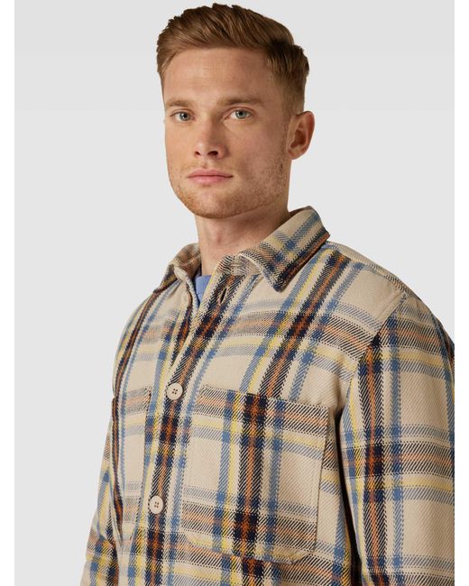 Knowledge Cotton Regular Fit Overhemdjack Met Opgestikte Borstzakken in het Multicolor voor heren