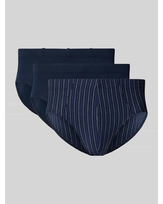 Schiesser Slim Fit Slip aus Baumwoll-Mix Modell 'Supermini' im 3er-Pack in Blue für Herren