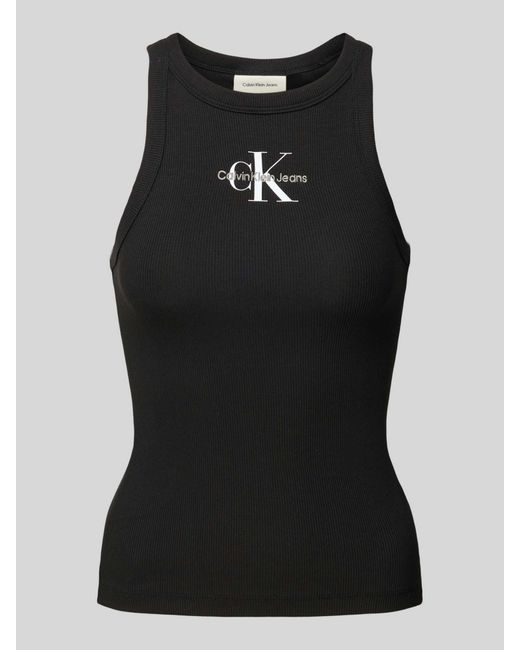 Calvin Klein Tanktop Met Labelstitching En Ronde Hals in het Black
