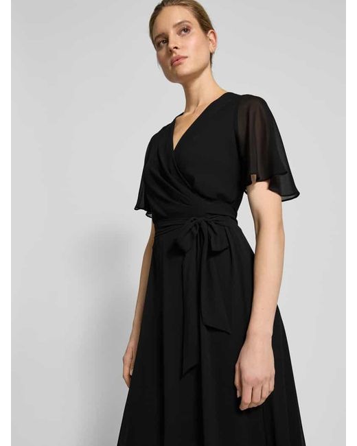 Ralph Lauren Black Midikleid Mit Bindegürtel Modell 'Abel'