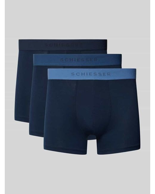 Schiesser Boxershorts mit elastischem Logo-Bund im 3er-Pack in Blue für Herren