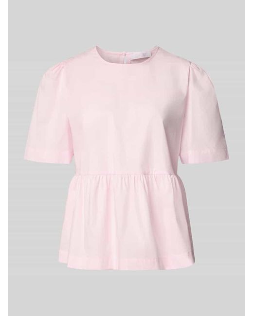 Rich & Royal Pink Bluse mit Rundhalsausschnitt und Knopfverschluss