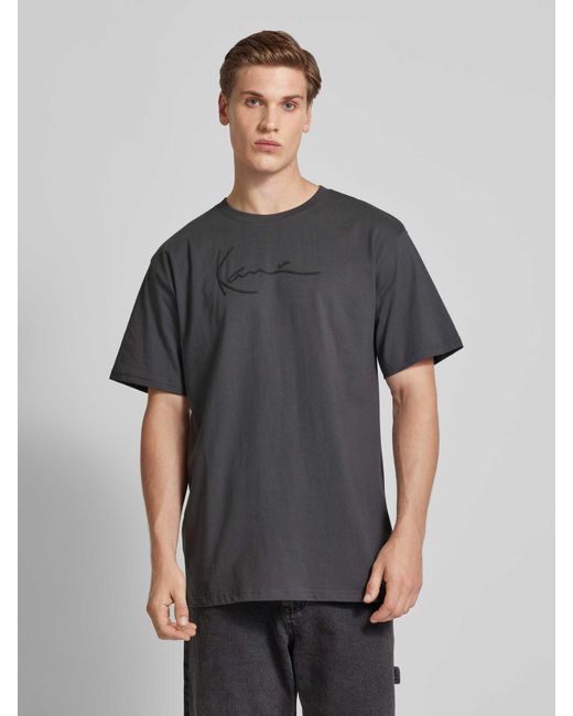 Karlkani T-Shirt mit Label-Print Modell 'Signature' in Gray für Herren
