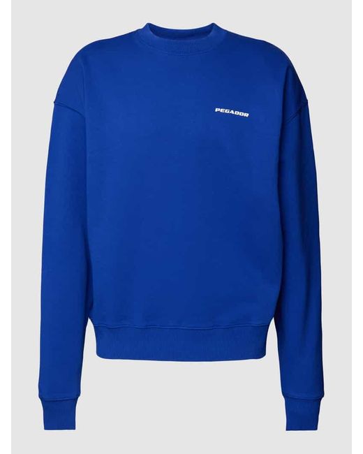 PEGADOR Oversized Sweatshirt mit Label-Print in Blue für Herren
