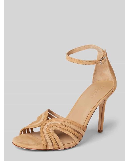 Ralph Lauren Natural Sandalette mit Pfennigabsatz Modell 'ALLIE'