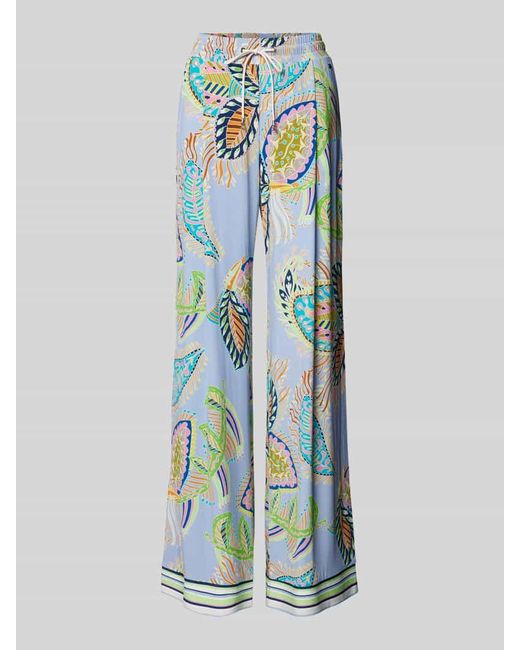 Marc Cain Blue Loose Fit Stoffhose mit Allover-Print