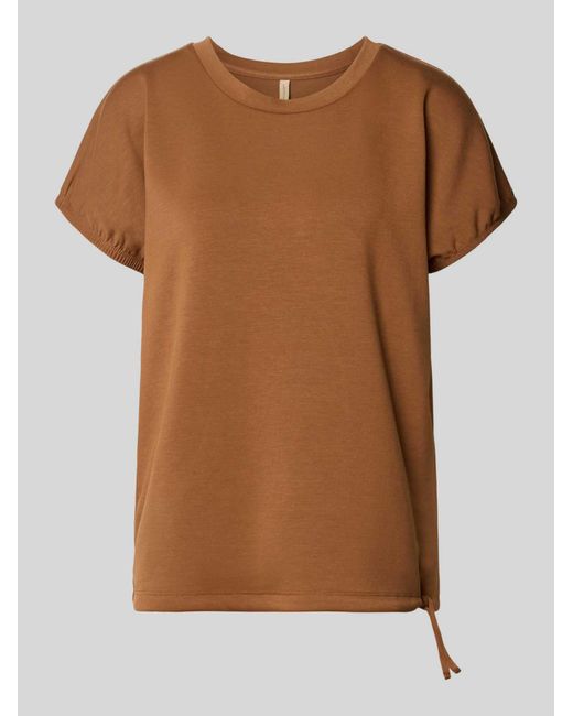 Soya Concept T-Shirt Van Mohair-Mix Met Ronde Hals Model 'Banu' in het Brown