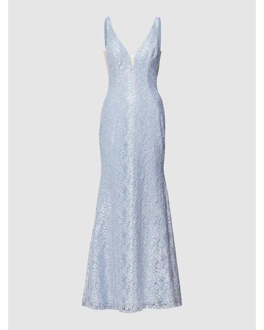 Luxuar Blue Abendkleid Mit Paillettenbesatz