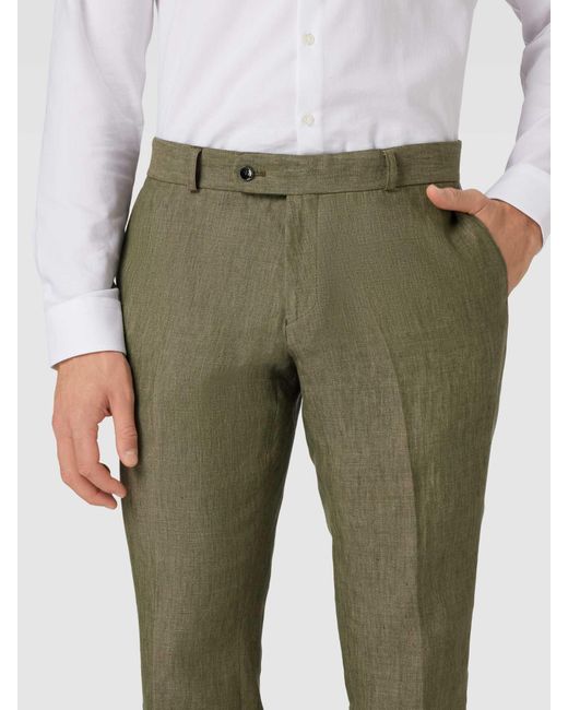 Carl Gross Slim Fit Anzughose aus Leinen mit Bügelfalten Modell 'Tomte' in Green für Herren