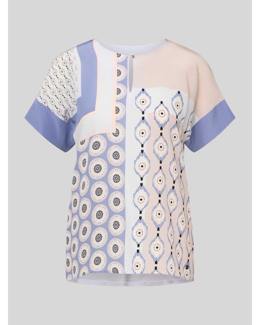 Marc Cain Regular Fit Blouse Van Viscosemix Met Druppelvormige Hals in het Multicolor