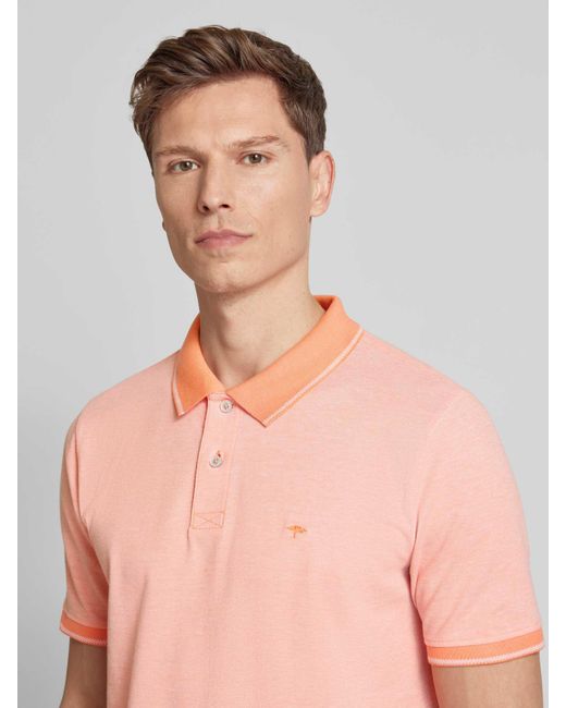 Fynch-Hatton Regular Fit Poloshirt Met Logostitching in het Pink voor heren