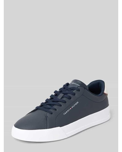 Tommy Hilfiger Low Top Sneaker aus Leder-Mix in Blue für Herren