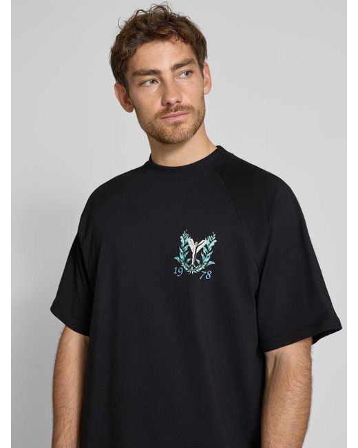 carlo colucci Oversized T-Shirt Met Labelprint in het Black voor heren