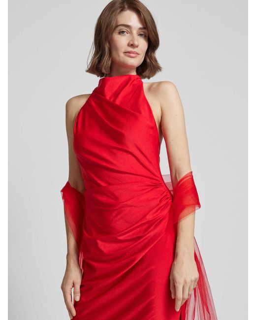 Unique Red Abendkleid mit Raffungen