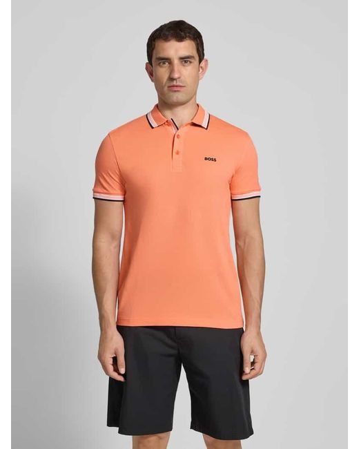 Boss Regular Fit Poloshirt mit Label-Stitching Modell 'PADDY' in Orange für Herren