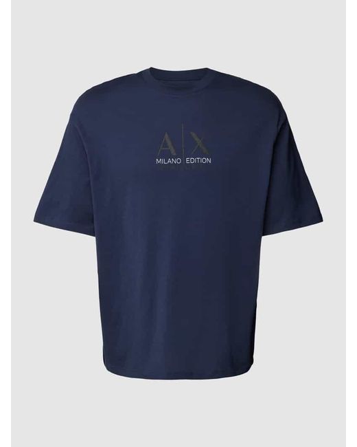 Armani Exchange Comfort Fit T-Shirt mit Label-Print in Blue für Herren